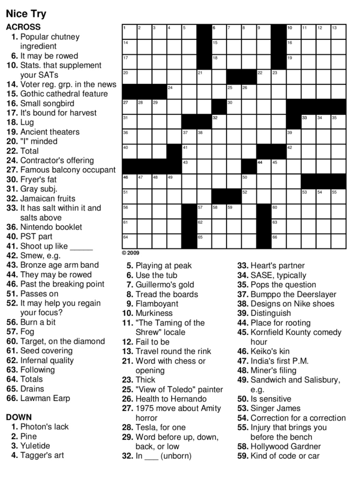 Large Print Crossword Puzzles For Seniors Printable