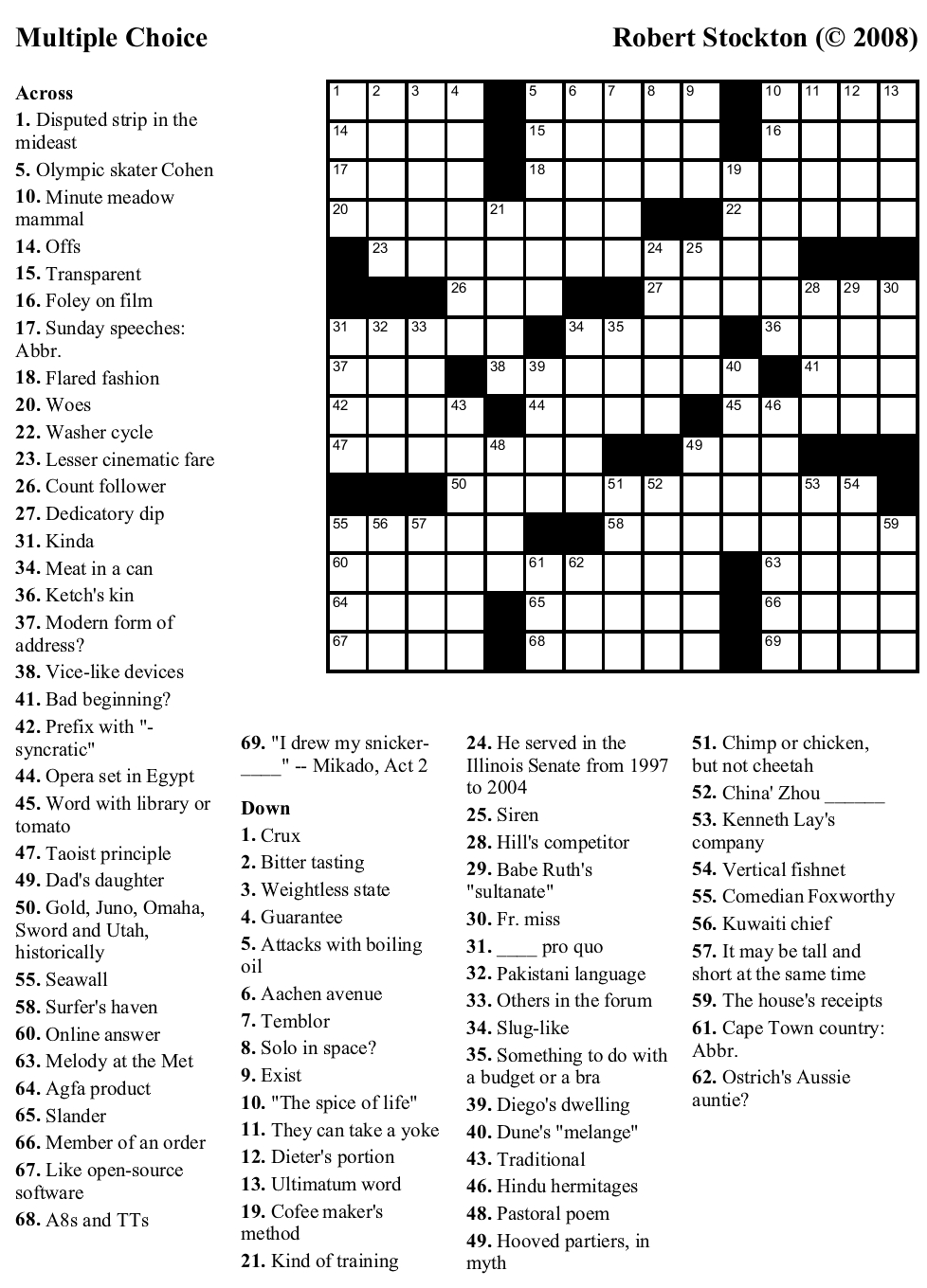 Printable Crossword And Answers Printable Crossword Puzzles