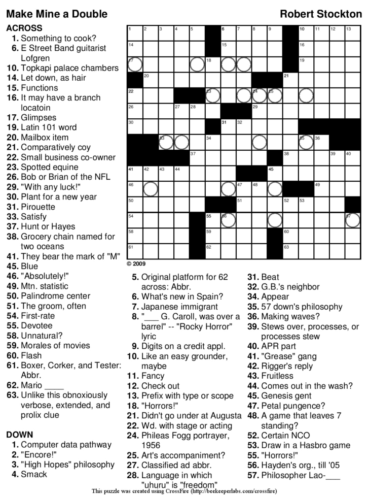 Free Printable Difficult Crossword Puzzles