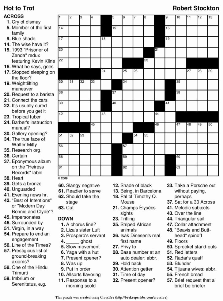 Printable Crossword Puzzle Difficult Free Printable Crossword Puzzles