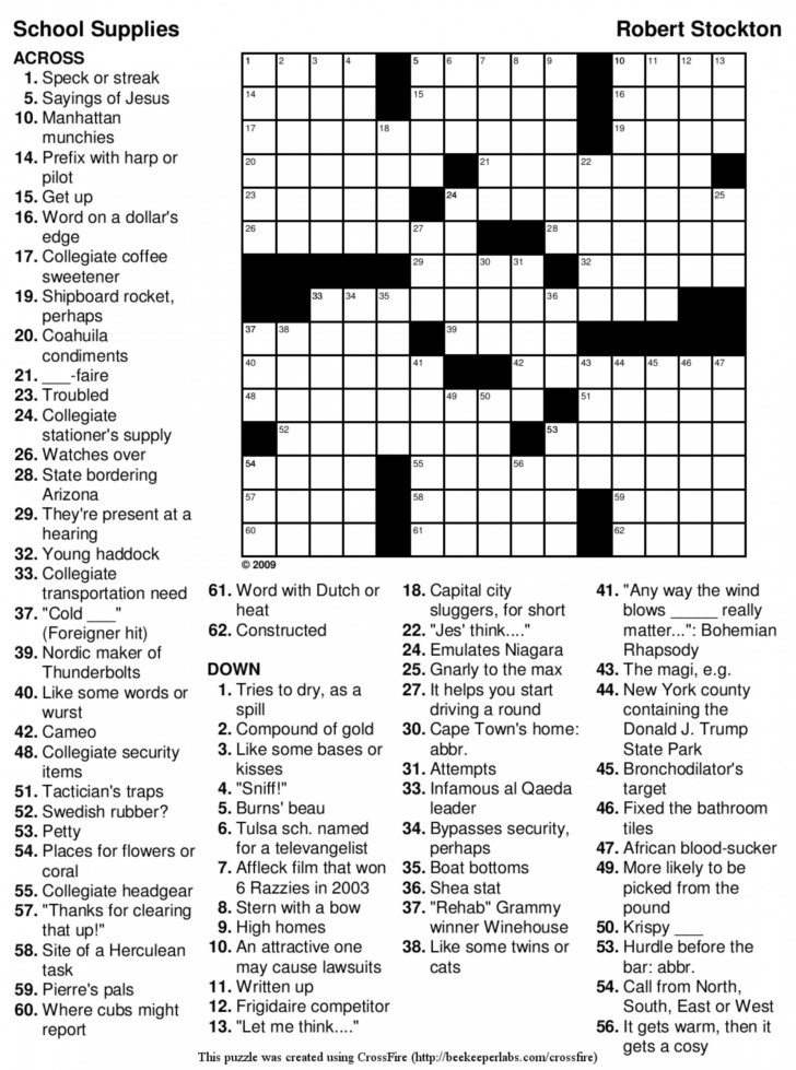 Crossword Puzzles Printable Medium Difficulty