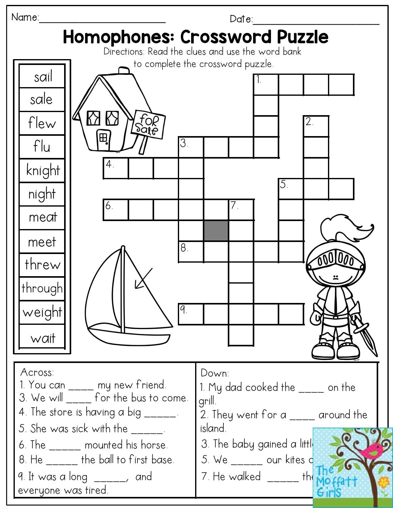 Printable Crossword Puzzles 2Nd Grade Printable Crossword Puzzles