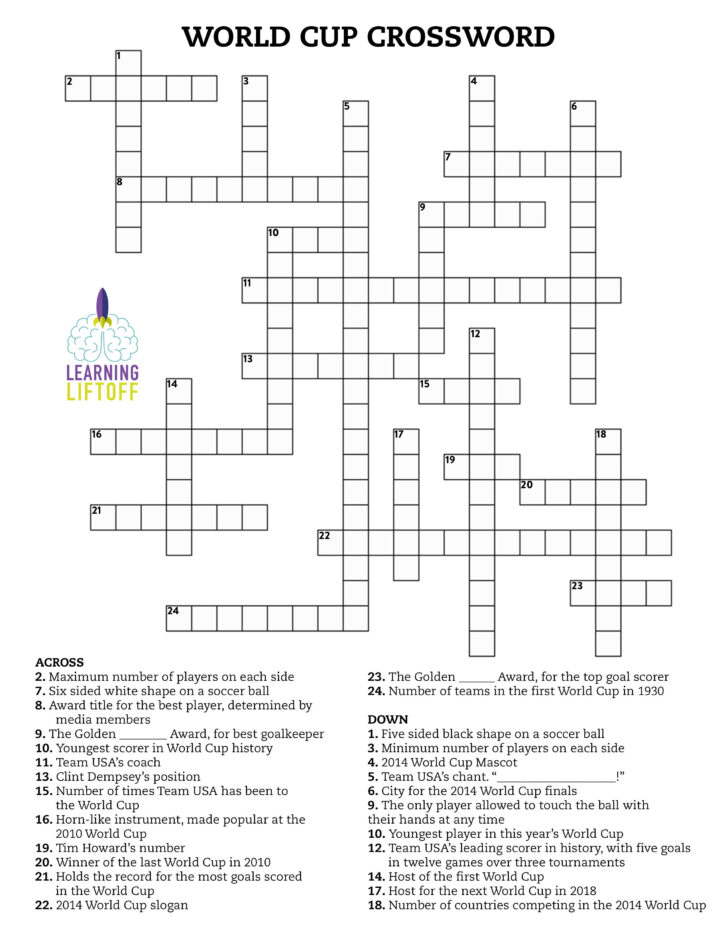 5th Grade Crossword Puzzles Printable