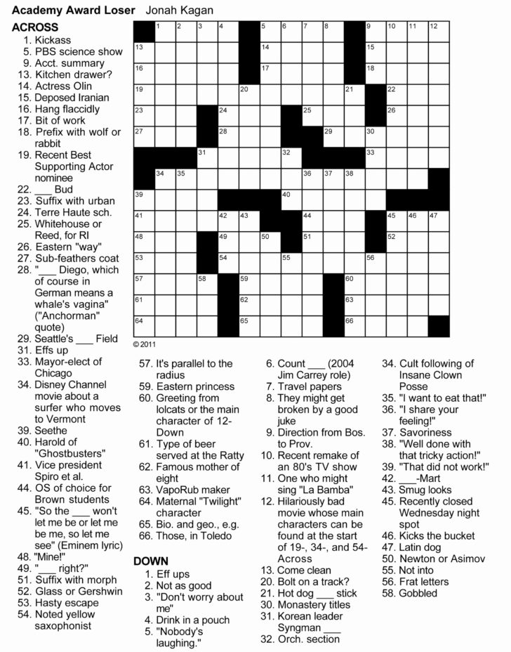 Easy Crossword Puzzles Printable Adults