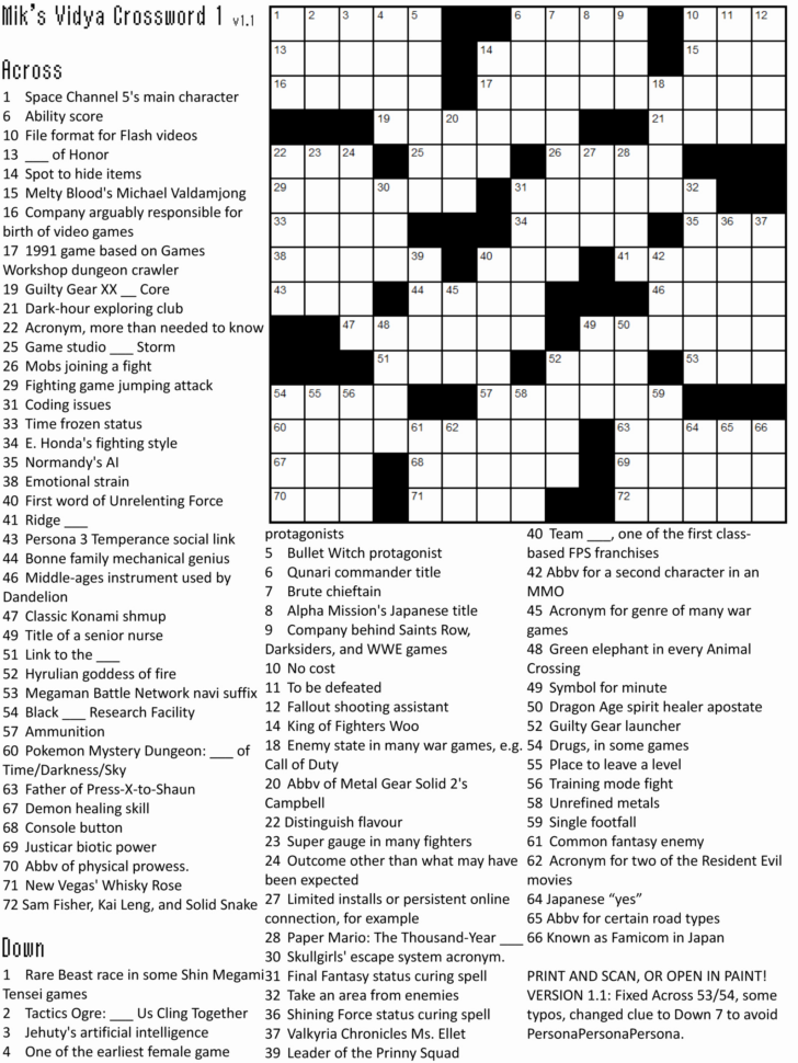 Crossword Puzzles For Adults Printable