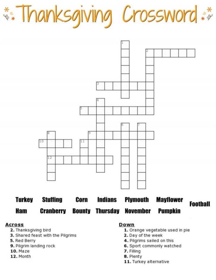 Crossword Puzzles Printable With Word Bank