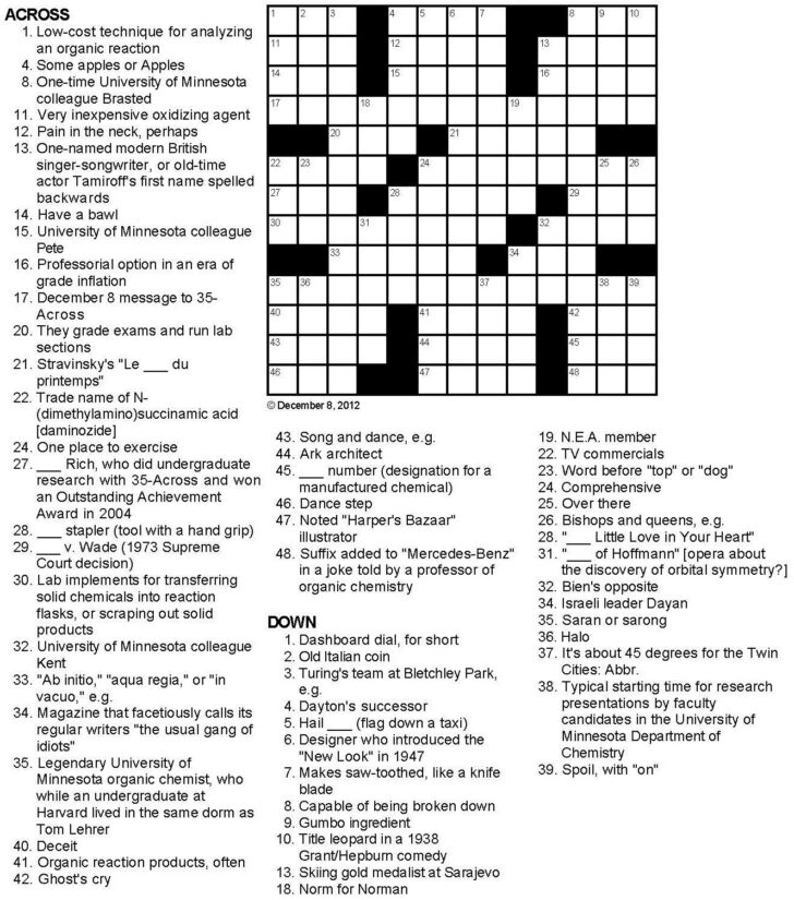 Crossword Puzzles With Answers Printable