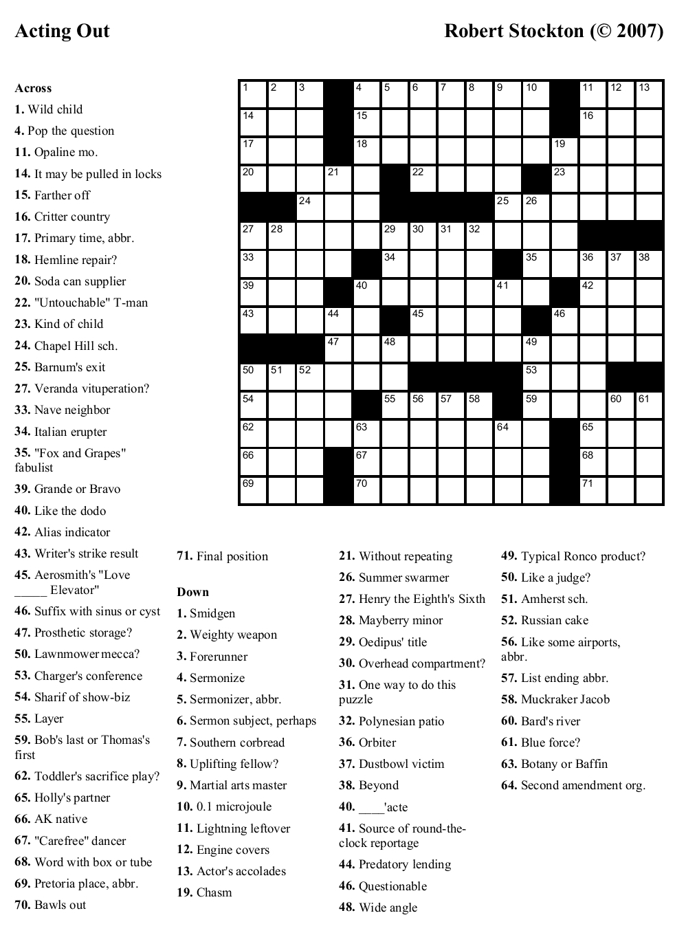 Printable Daily Crosswords For January 2018 Printable Crossword Puzzles