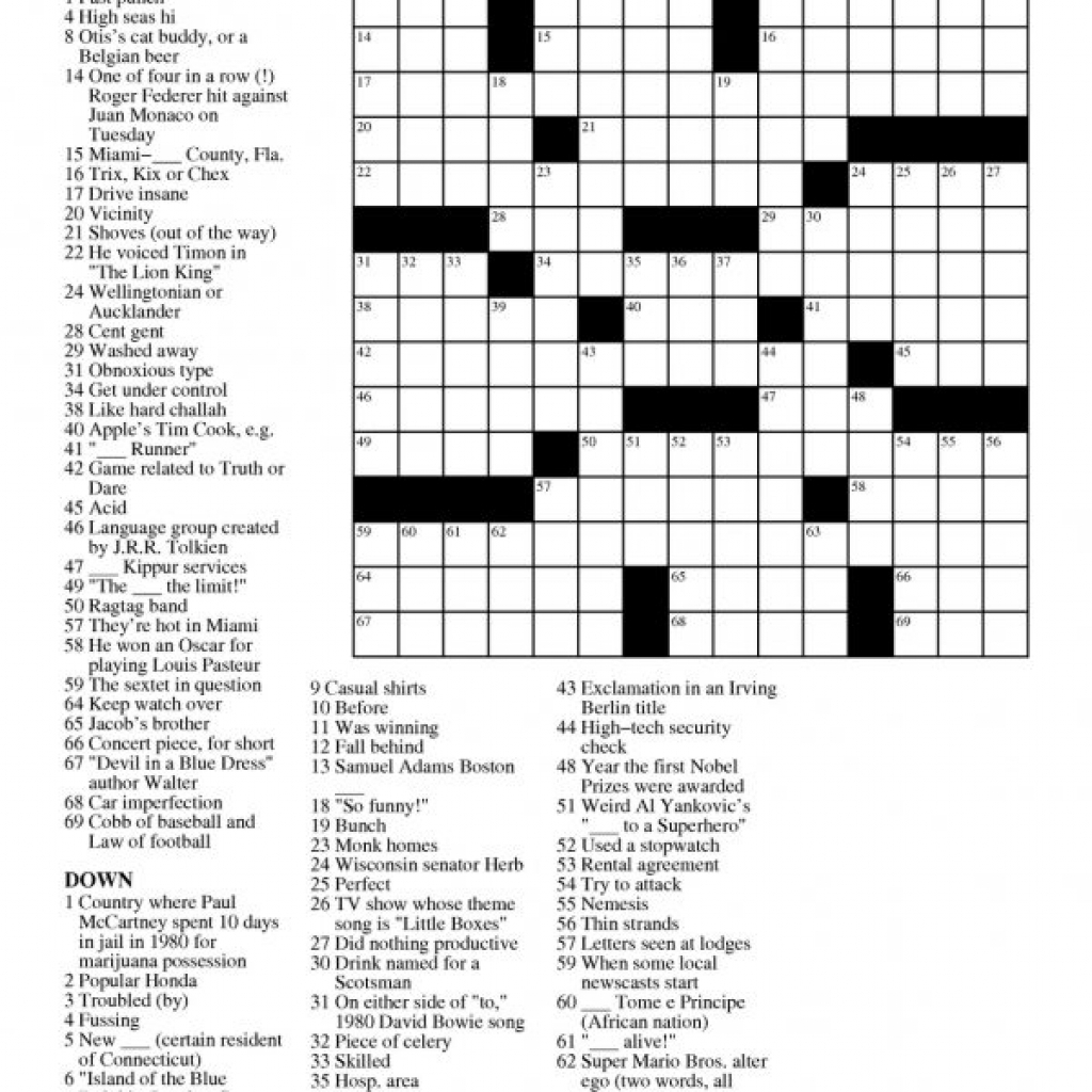 Printable Daily Crosswords For January 2018 Printable Crossword Puzzles