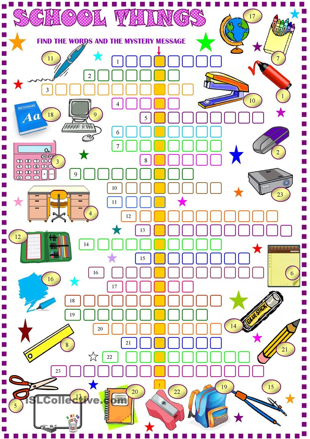 Printable English Vocabulary Crossword Puzzle Printable Crossword Puzzles