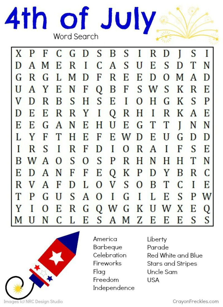 Printable 4th Of July Crossword Puzzles For Adults