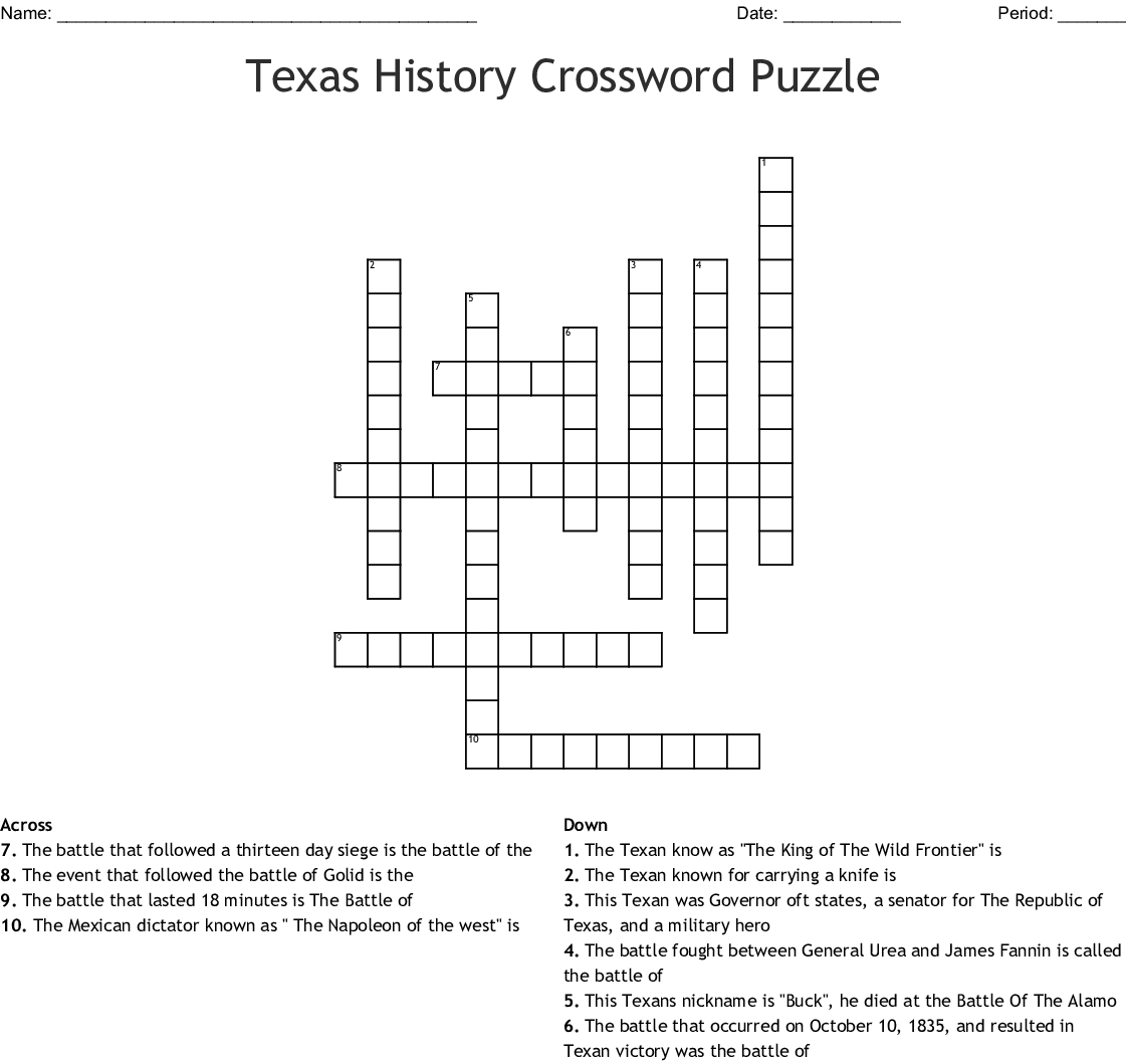 Printable History Crossword Puzzle Printable Crossword Puzzles