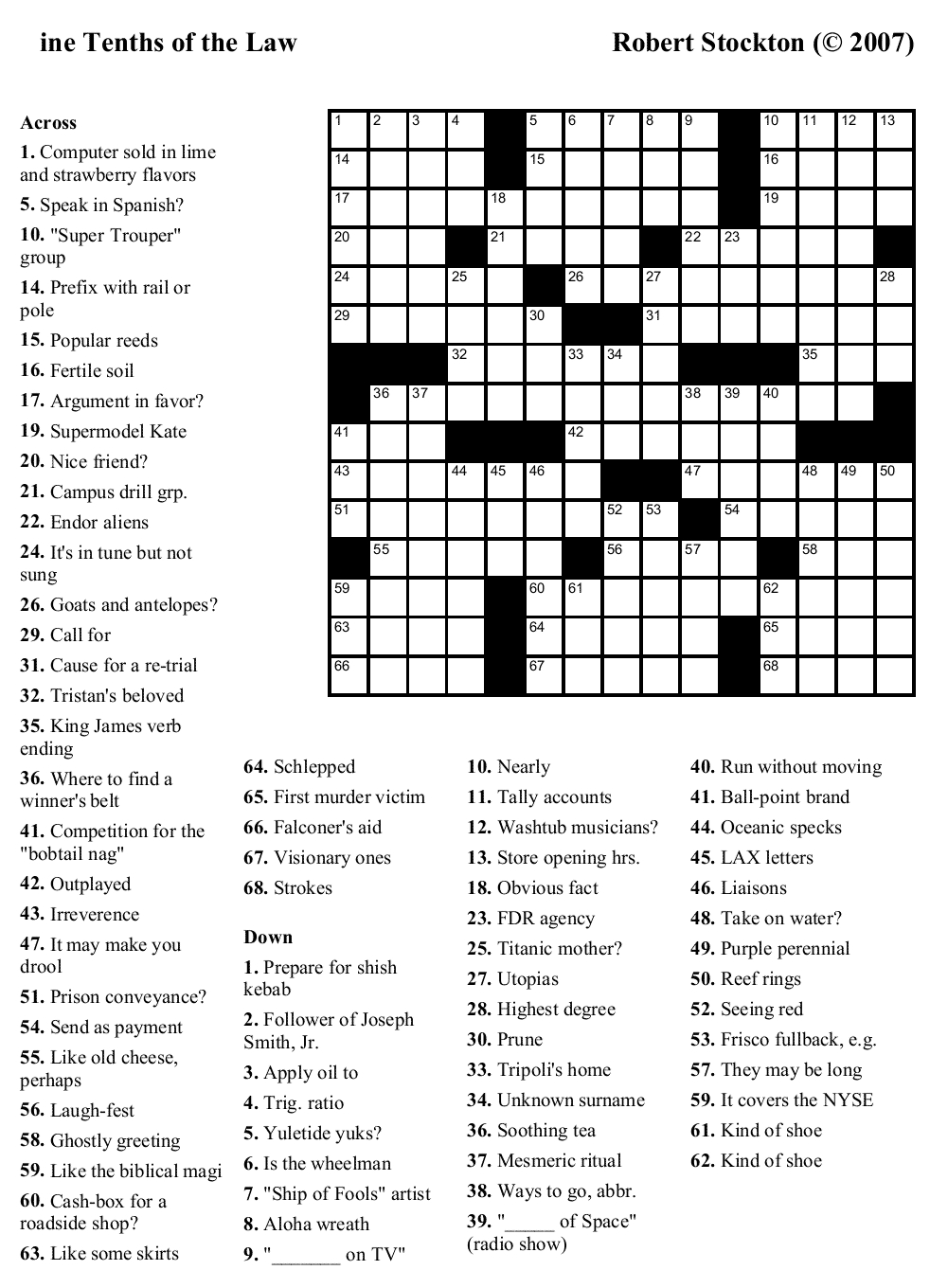 Printable March Crossword Puzzles Printable Crossword Puzzles