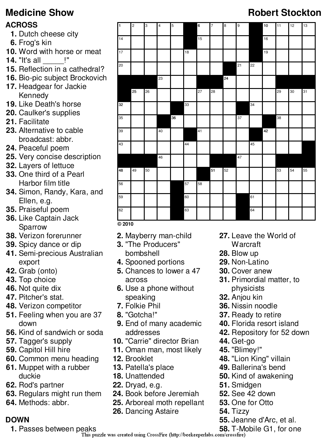 Printable Medical Crossword Puzzles Free Printable Crossword Puzzles