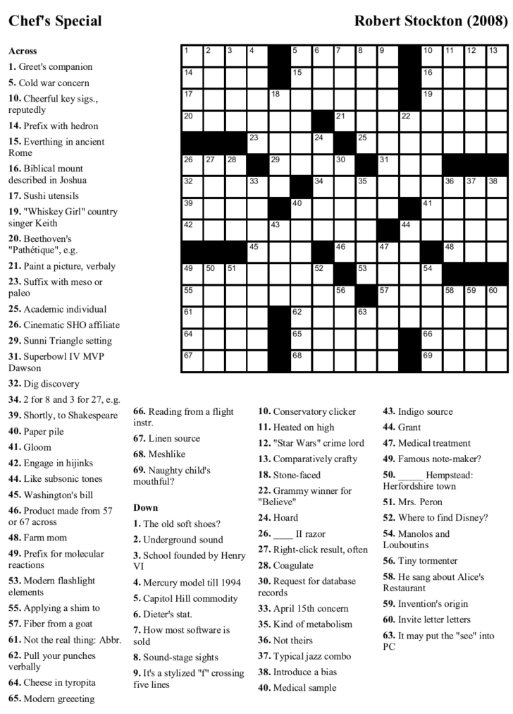 Printable Ny Times Crossword Puzzles