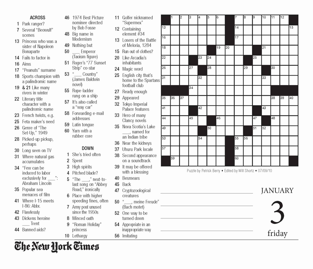 Printable Ny Times Sunday Crossword Puzzles Printable Crossword Puzzles