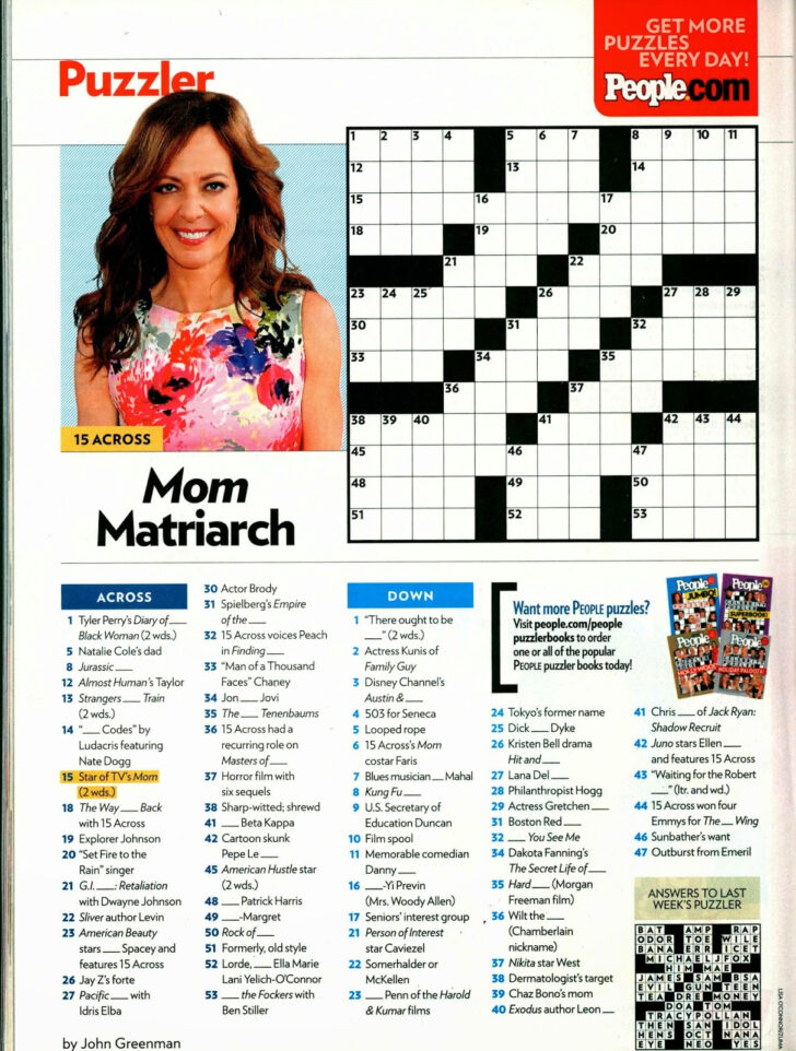 Printable People Magazine Crossword Puzzles