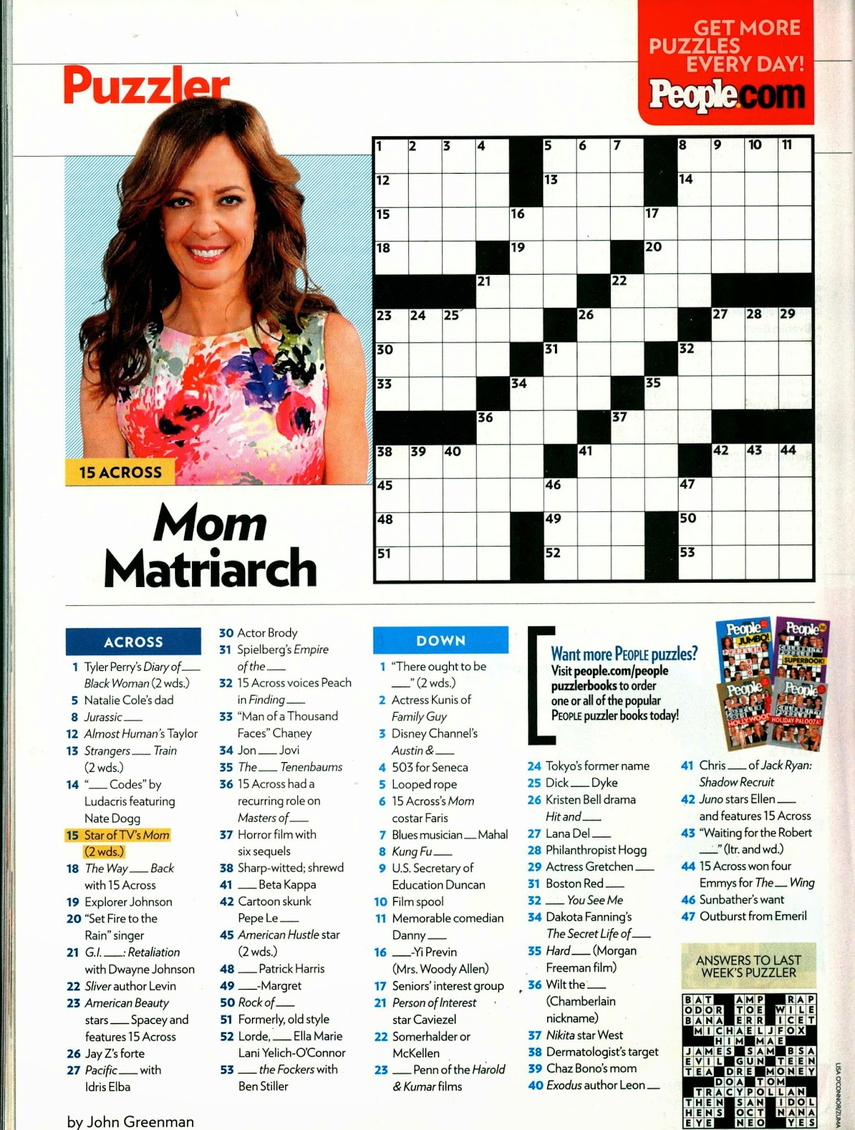 Printable People Magazine Crossword Puzzles Printable Crossword Puzzles