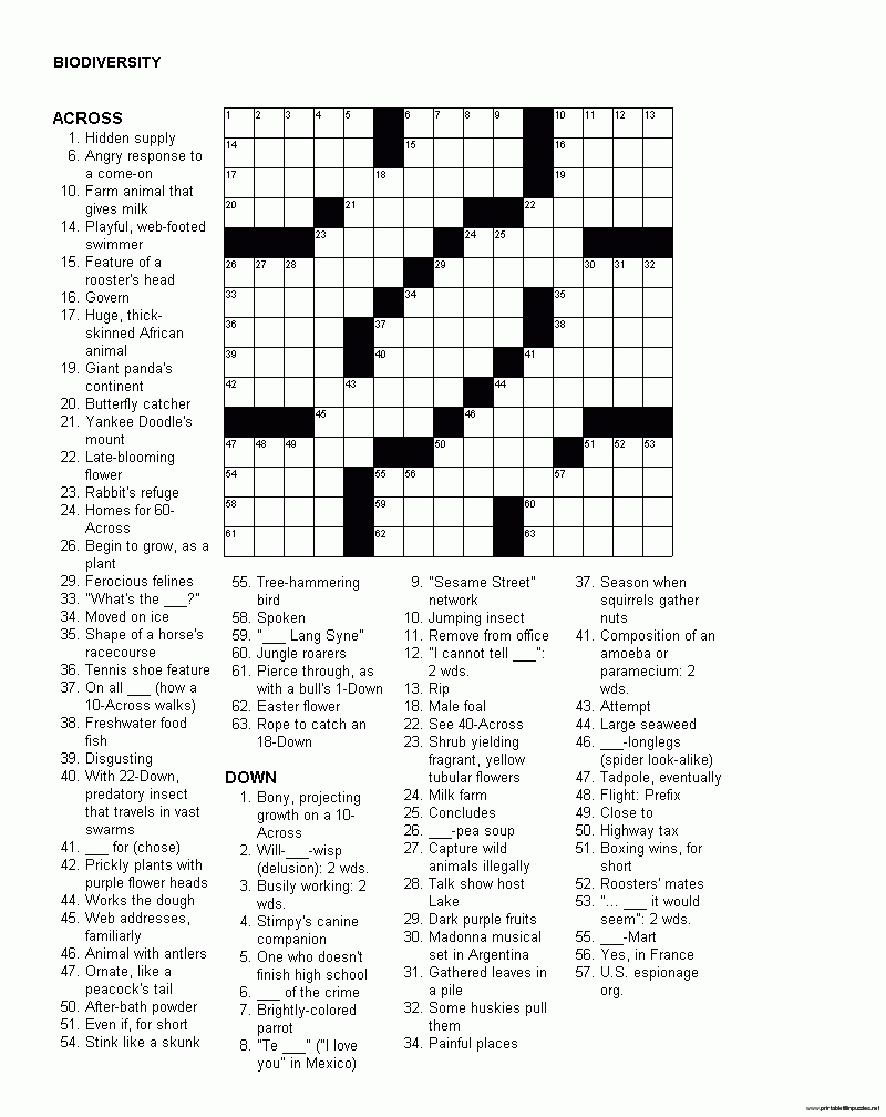 Printable Puzzles For Young Adults Printable Crossword Puzzles