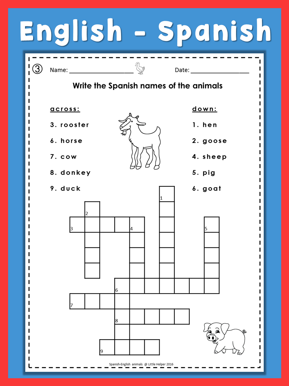 Printable Spanish Crossword Puzzle Printable Crossword Puzzles Emma