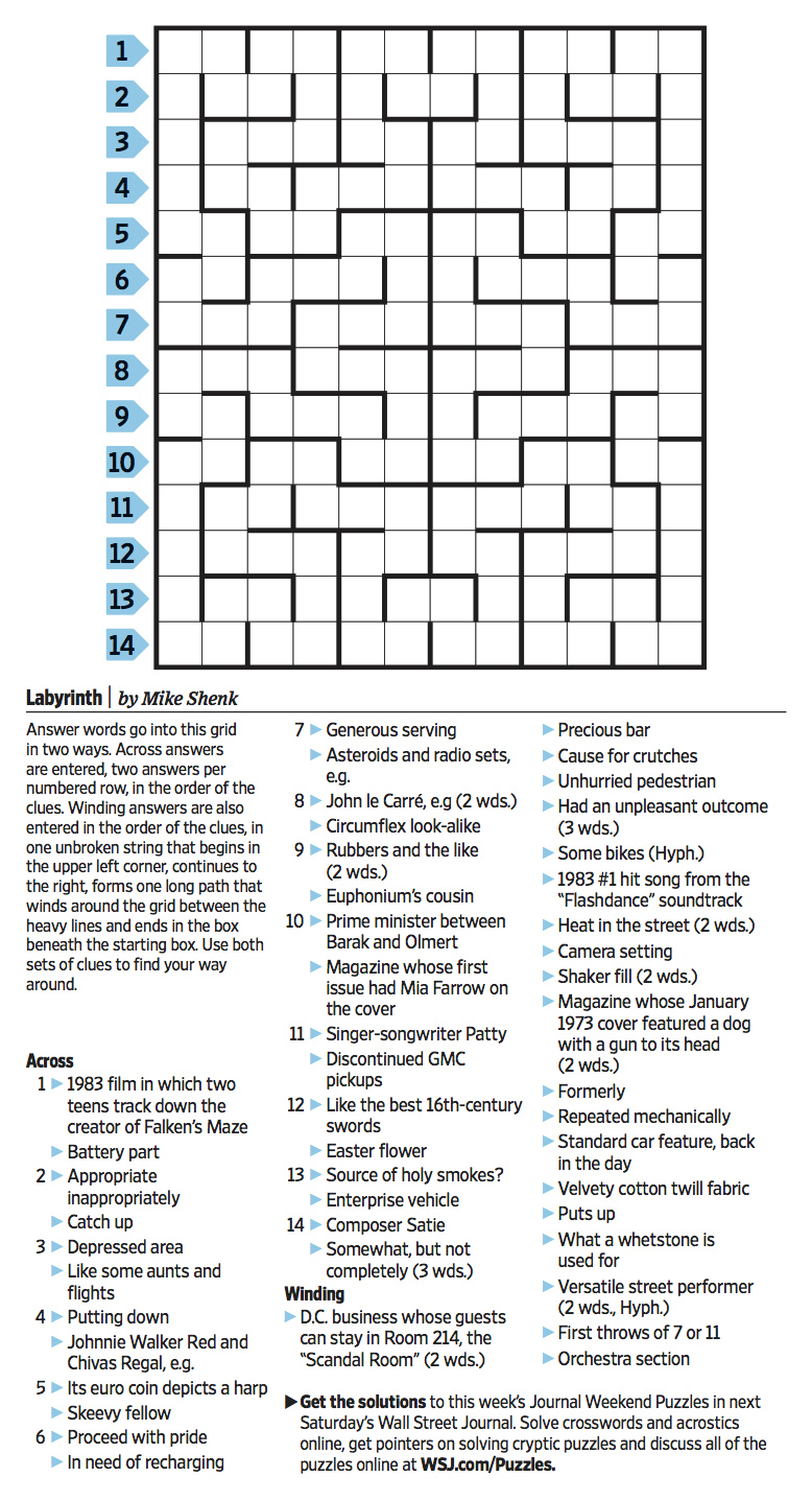 Printable Wsj Crossword Printable Crossword Puzzles