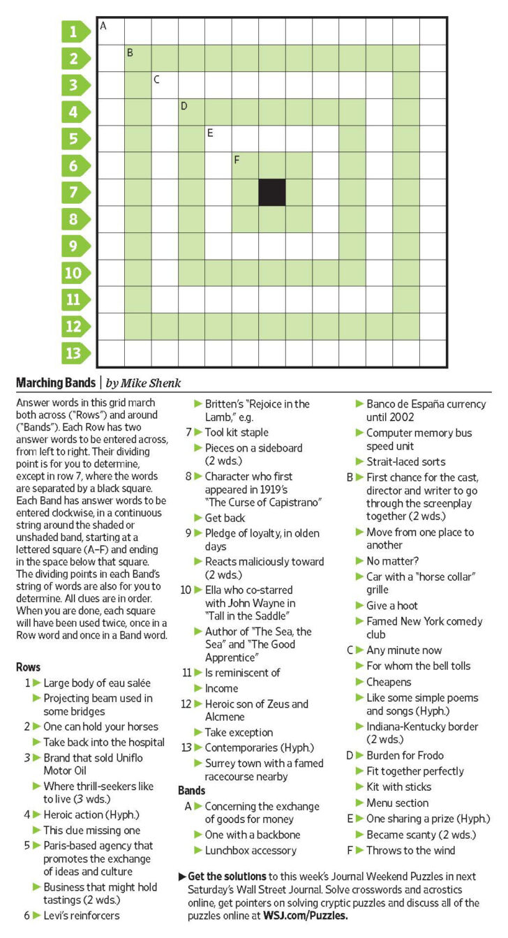 Wsj Printable Crossword Puzzles
