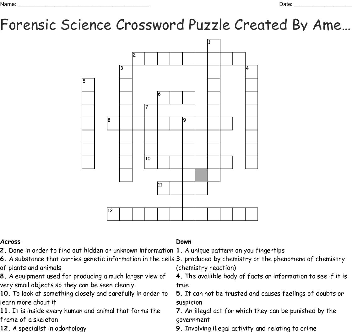 Science Crossword Puzzles Printable With Answers Printable Crossword 