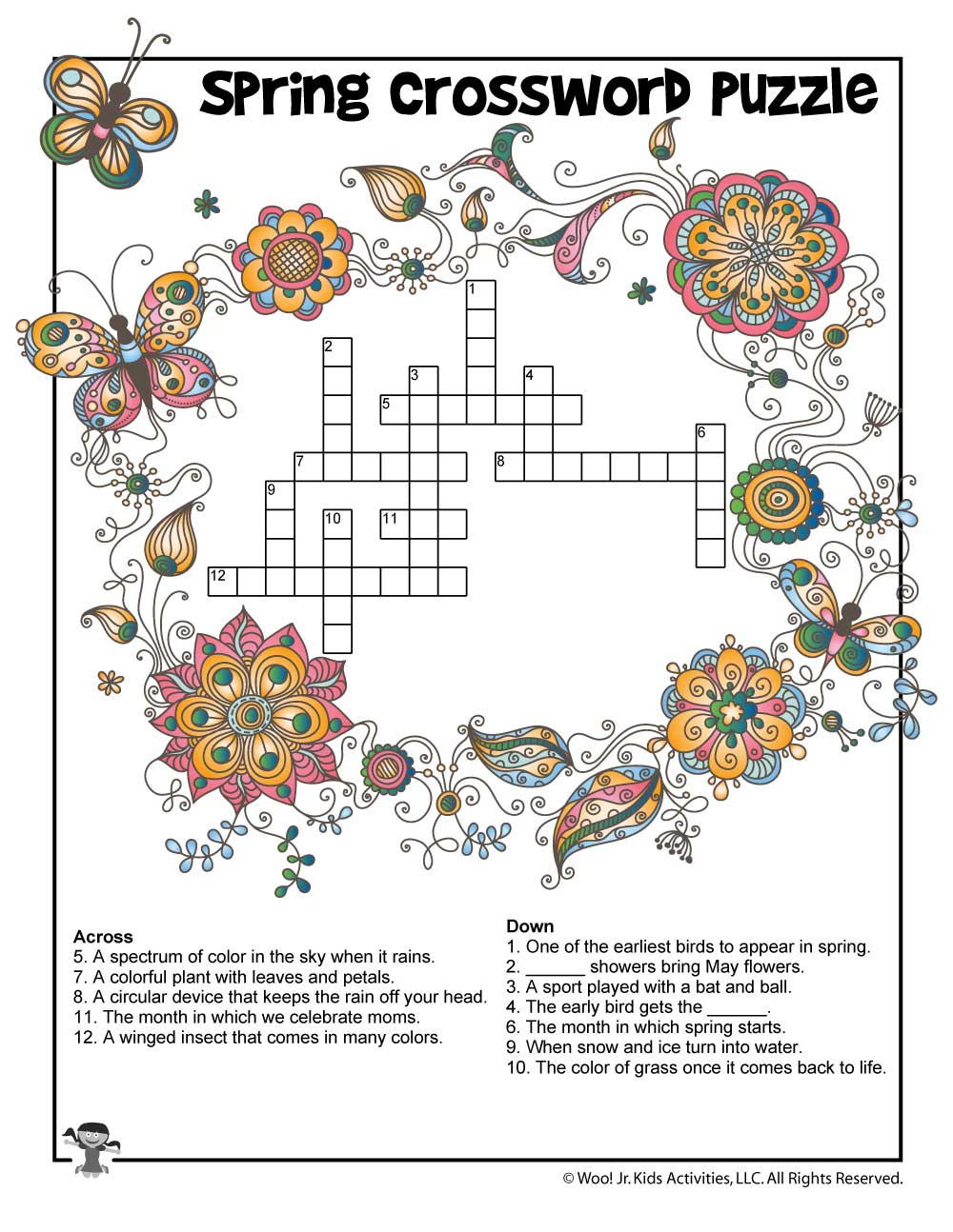 Spring Crossword Puzzle Free Printable Printable Template Free