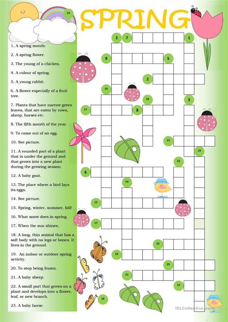 Printable Spring Crossword Puzzles For Adults