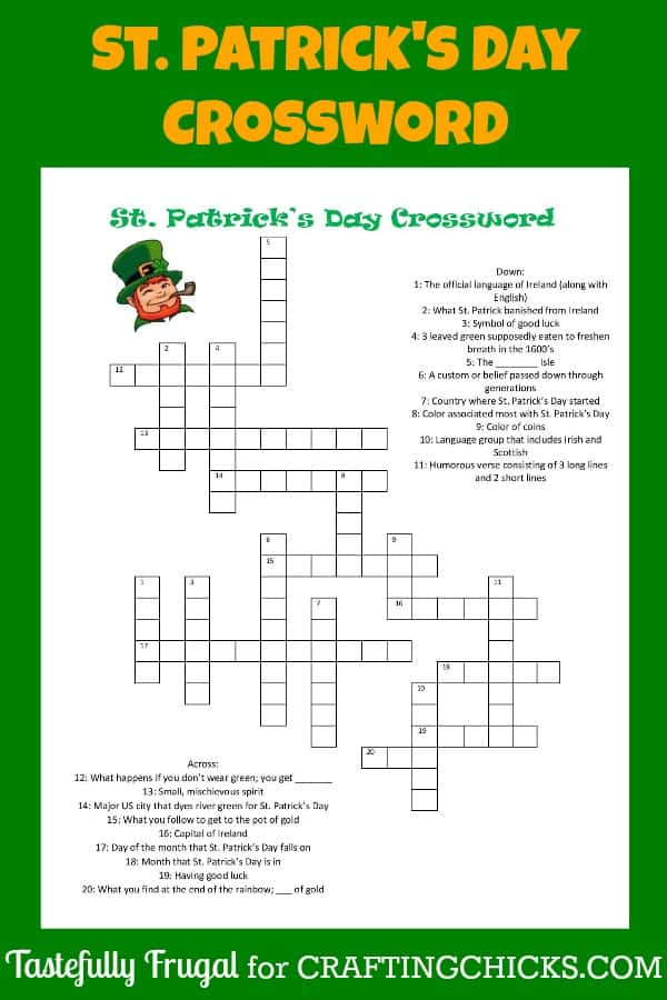 St Patrick s Day Crossword Puzzle Tastefully Frugal