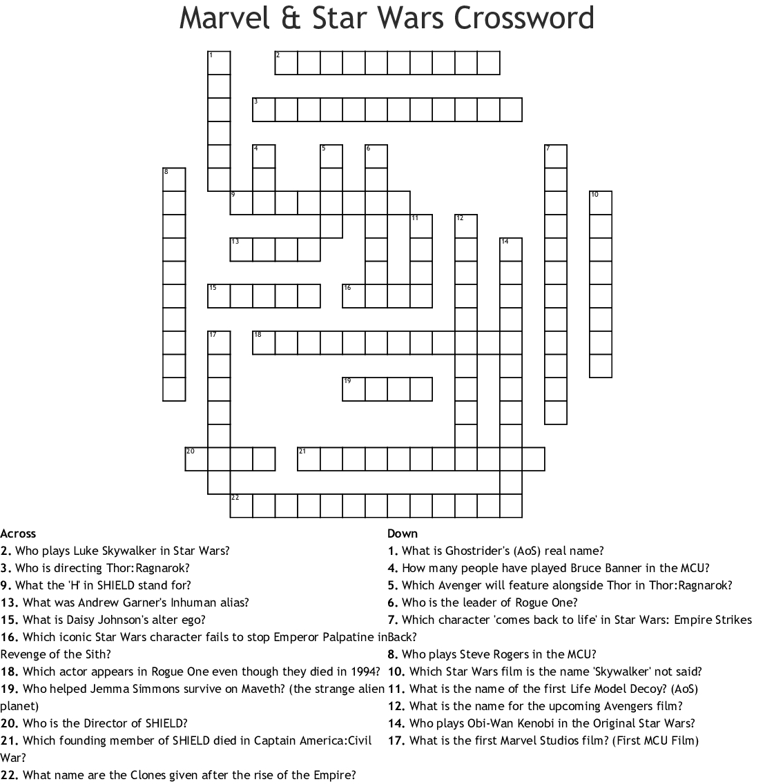 Star Wars Crossword Puzzles Printable Emma Crossword Puzzles