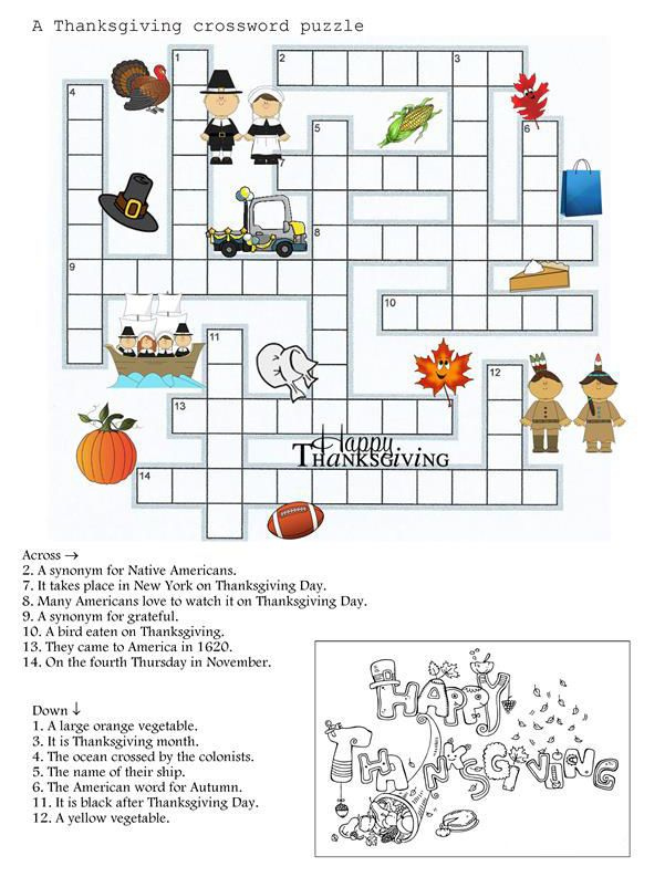 Thanksgiving math crossword puzzle