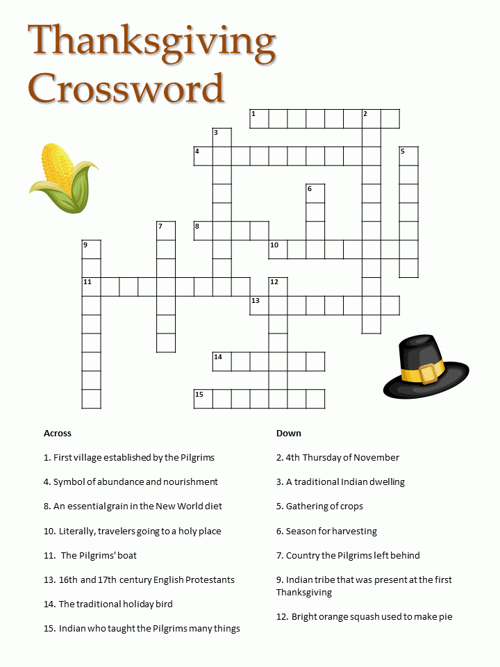 Free Printable Thanksgiving Crossword Puzzles