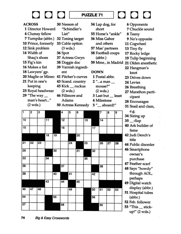 Thomas Joseph Crossword Puzzles Printable