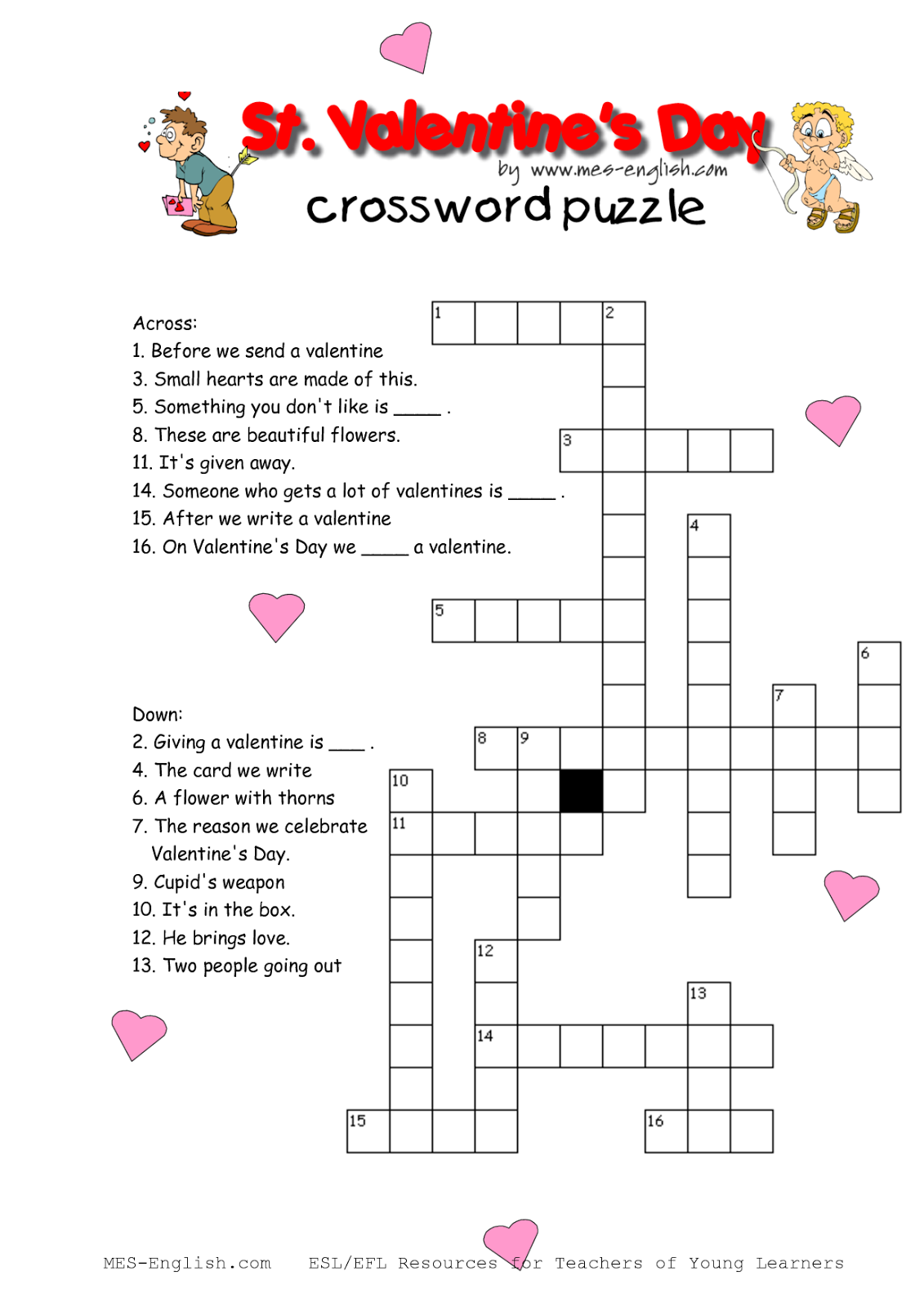 Free Printable Valentines Day Crossword Puzzles | Emma Crossword Puzzles