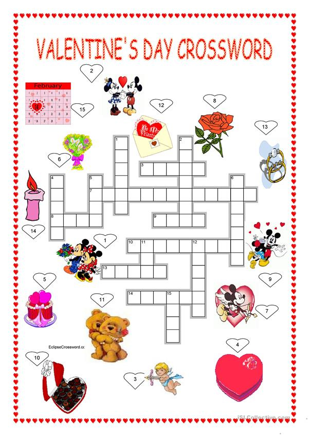 Free Printable Valentine Crossword Puzzles Printable Emma Crossword