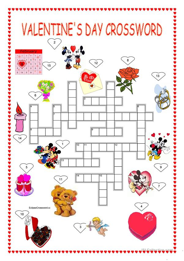 Valentine S Day Crossword Key Worksheet Free ESL Printable 