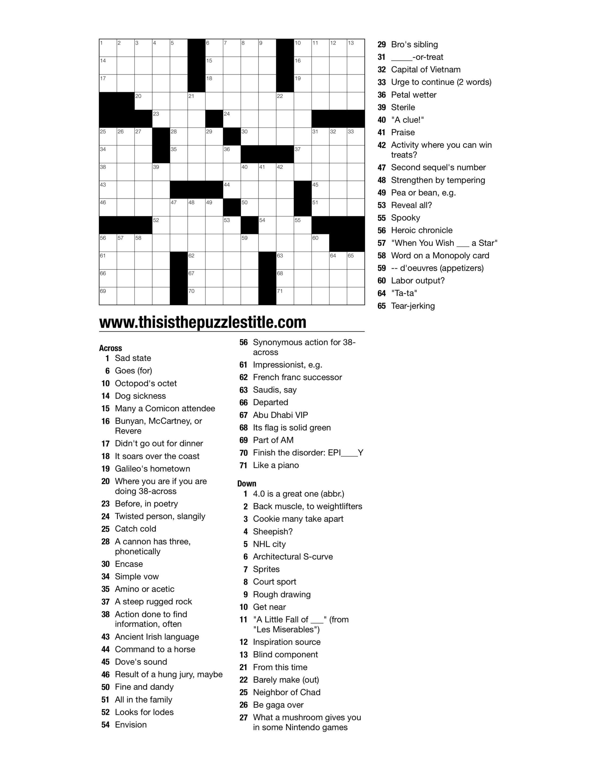 Weekly Themed Crossword BVNWnews