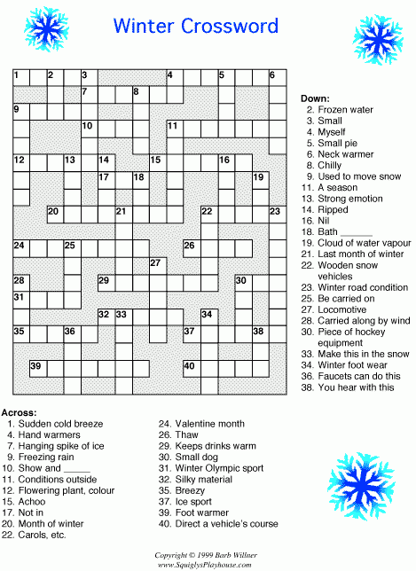 Winter Crossword Puzzle