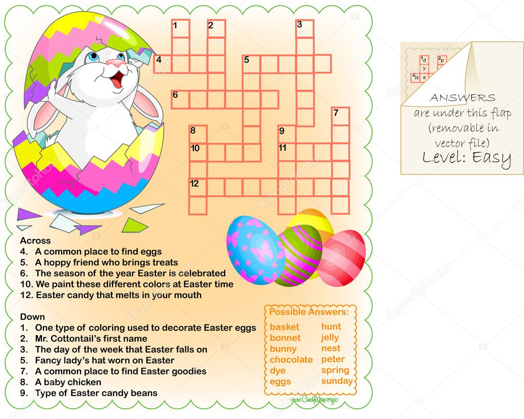 Easter Crossword Puzzle 1 Stock Vector©Candywrap 9640752 throughout Easter Crossword Puzzles For High School Students Printable