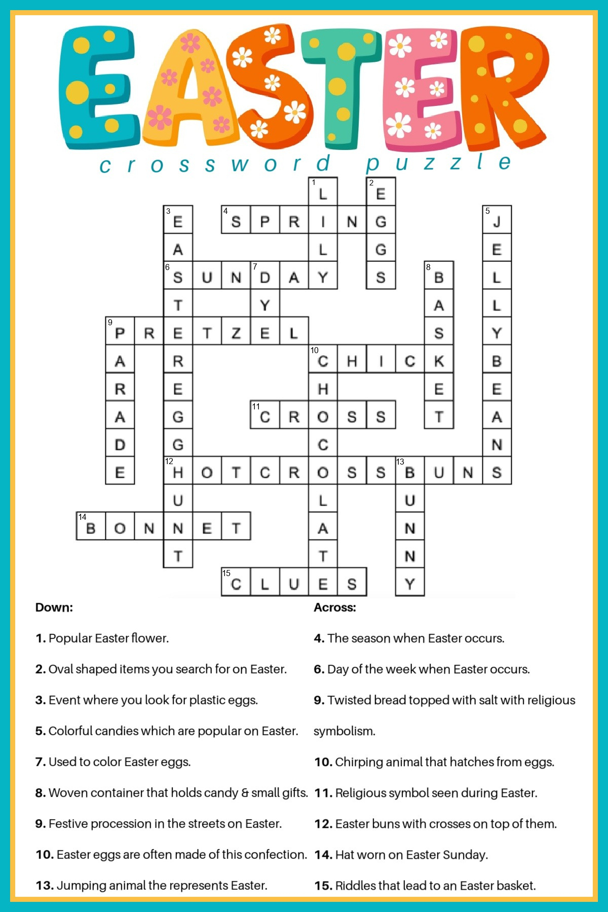 Free Easter Crossword Puzzle Printable - 2 Versions &amp;amp; Answer Key in Puzzles To Print Answers Easter Crossword