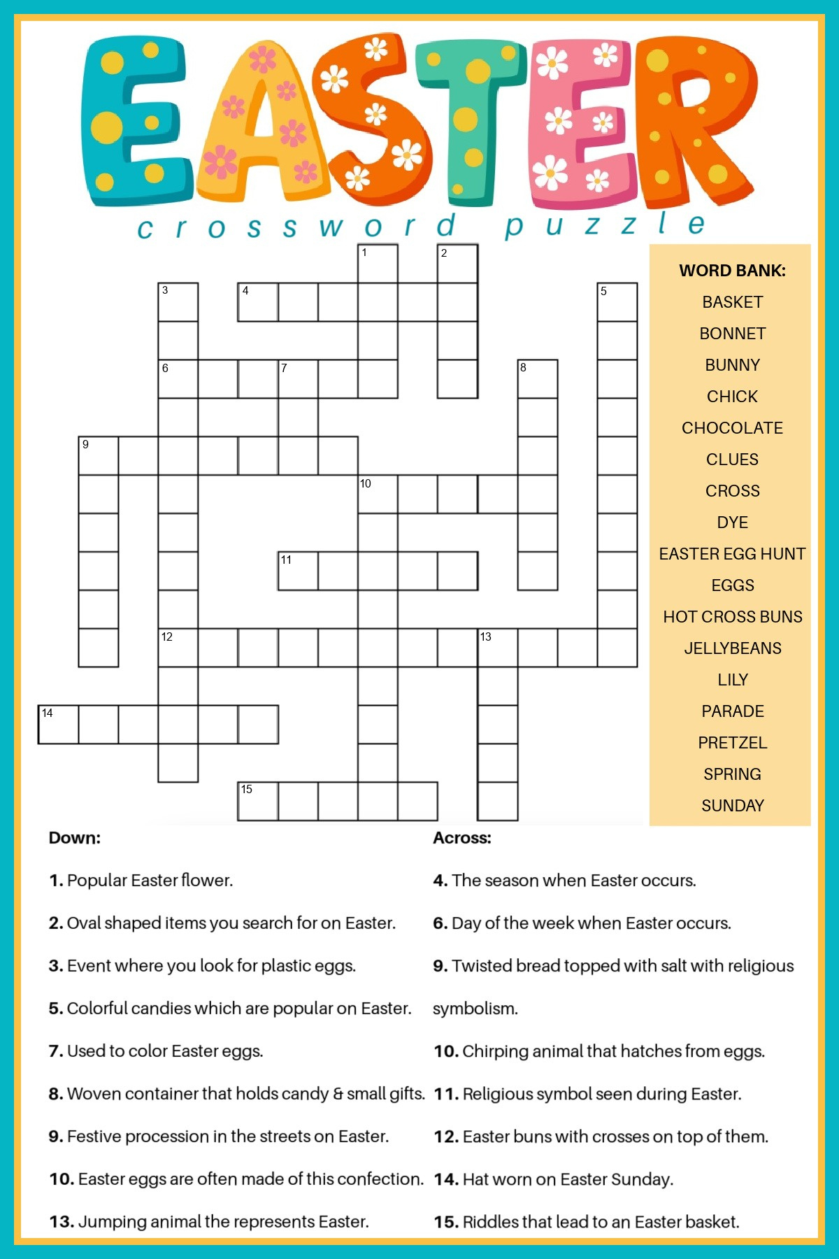 Free Easter Crossword Puzzle Printable - 2 Versions &amp;amp; Answer Key with regard to Large Printable Easter Crossword Puzzles