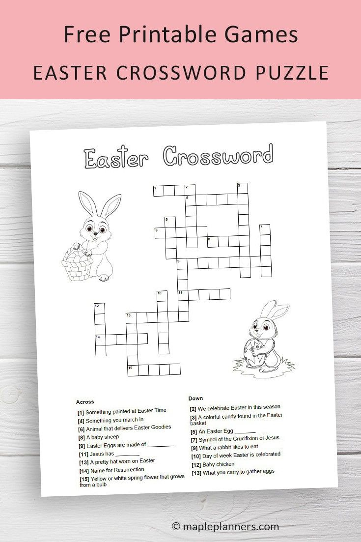 Free Printable Easter Crossword Puzzle | Fun Easter Activities For in Easter Crossword Puzzles For High School Students Printable