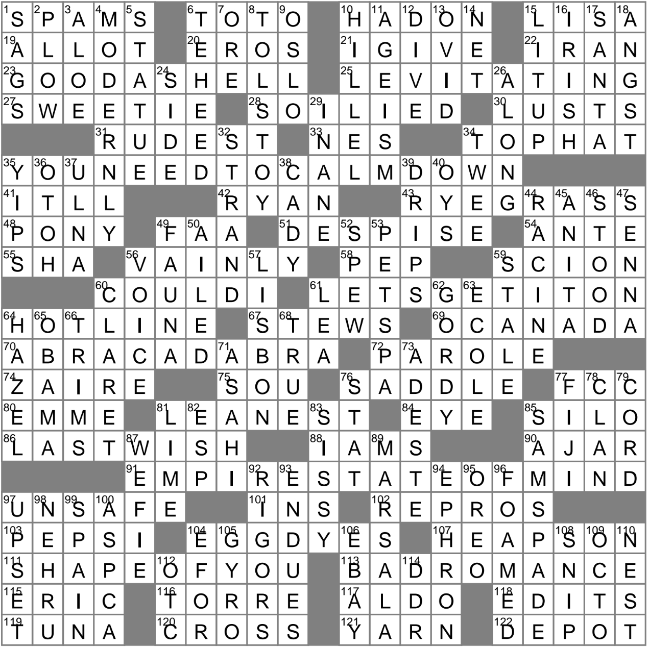 La Times Crossword 22 Jan 23, Sunday - Laxcrossword regarding Bill Clinton Nyt Crossword Puzzles Easter Eff