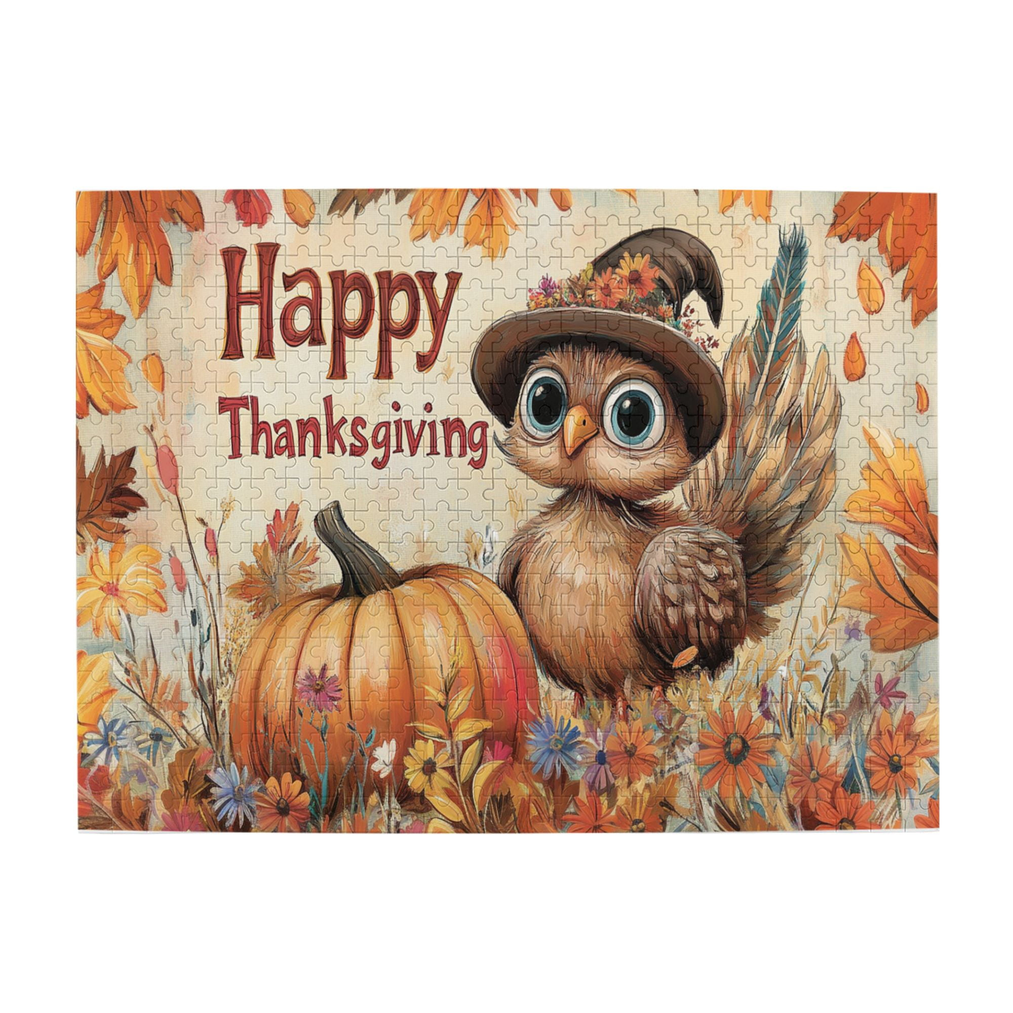 500 pcs 500 piece puzzle for adults pumpkin and cute turkey happy for 500 pieces thanksgiving puzzle 500 Pcs 500 Piece Puzzle For Adults Pumpkin And Cute Turkey Happy for 500 Pieces Thanksgiving Puzzle