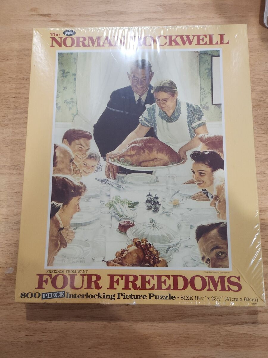 800 Piece Puzzle Norman Rockwell Four Freedoms Thanksgiving 18.5 for Norman Rockwell Thanksgiving Jigsaw Puzzle
