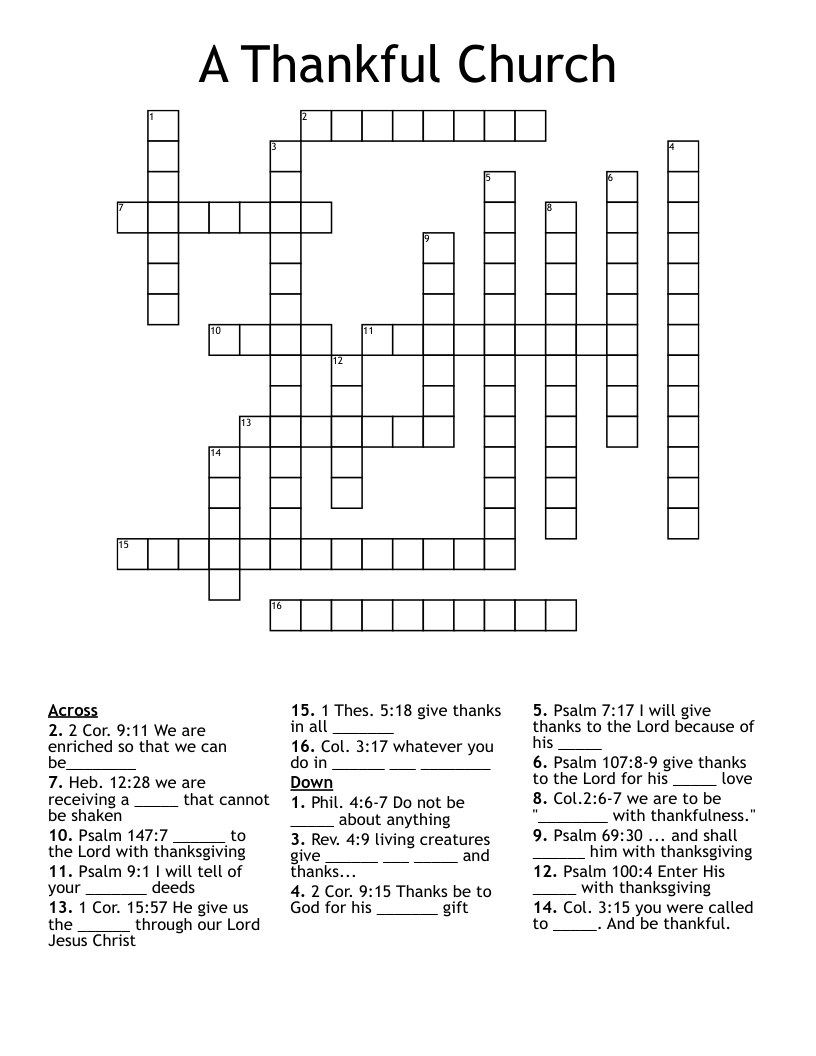 a thankful church crossword wordmint in christian thanksgiving crossword puzzles printable A Thankful Church Crossword - Wordmint in Christian Thanksgiving Crossword Puzzles Printable