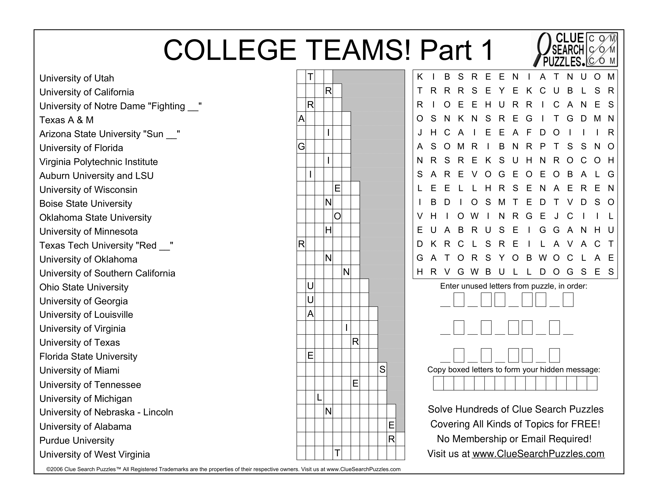 college teams part 1 trivia quiz pertaining to clue search puzzles answer key thanksgiving College Teams Part 1 Trivia Quiz pertaining to Clue Search Puzzles Answer Key Thanksgiving