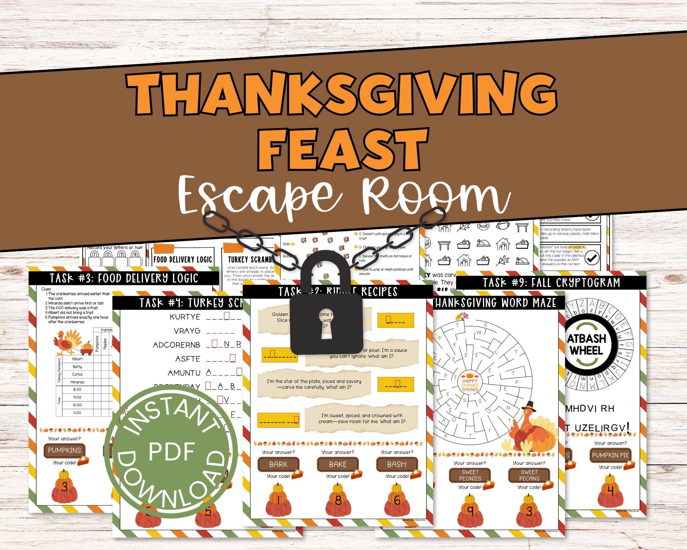 Escape Room Thanksgiving - Etsy regarding Thanksgiving With Granny Logic Puzzle Answers