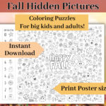 Fall Hidden Objects Coloring Puzzle Poster, Thanksgiving Search Intended For Thanksgiving Hidden Picture Puzzle